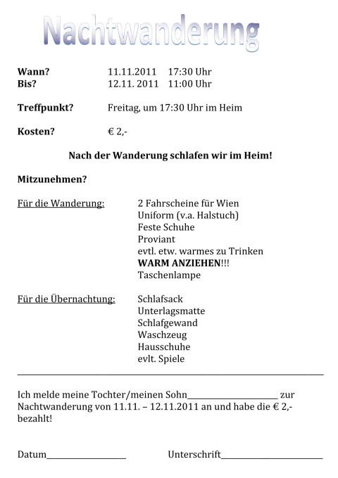 Nachtwanderung